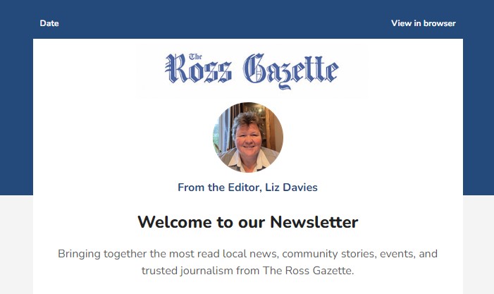 The Ross Gazette newsletter sample