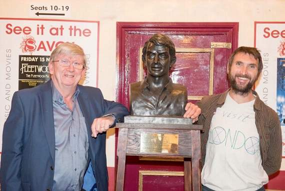 John Watterson with Jake Thackray’s son Tom and the bust of his father