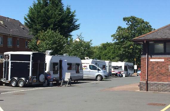 Travellers leave the Red Meadow car park following protests from