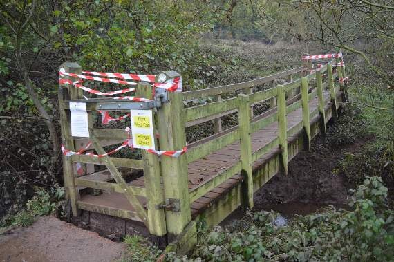 Footbridge on popular walk closed