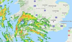 Thunderstorm warning in Ross-on-Wye