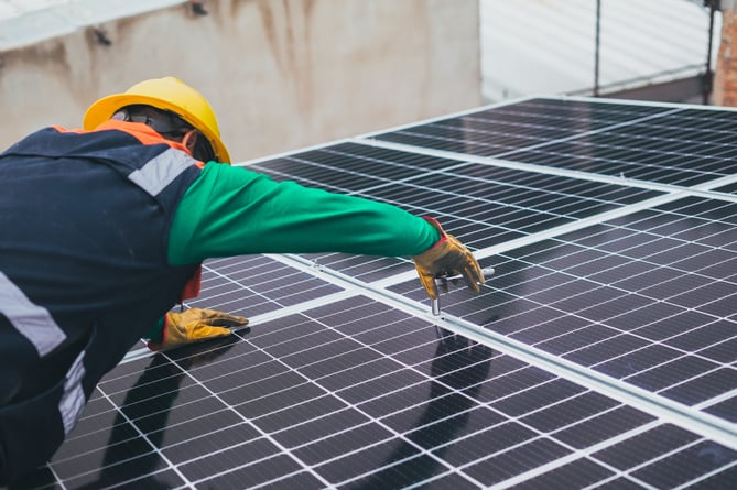 Solar panels stock image.