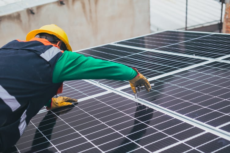 Solar panels stock image.