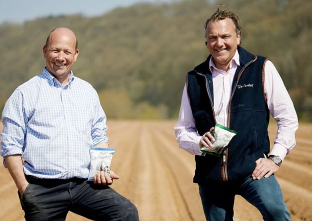 Two Farmers Crisps is the brainchild of Herefordshire farmers, and longtime friends, Mark Green and Sean Mason. In 2018, the two farmers decided to develop a range of hand-cooked crisps that celebrate local ingredients whilst causing minimal impact to the environment, by way of a 100 per cent plastic-free and compostable packet