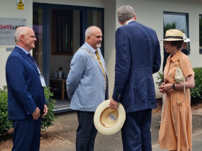 HRH Princess Anne meeting mayor of Ross Ed O’Driscoll.