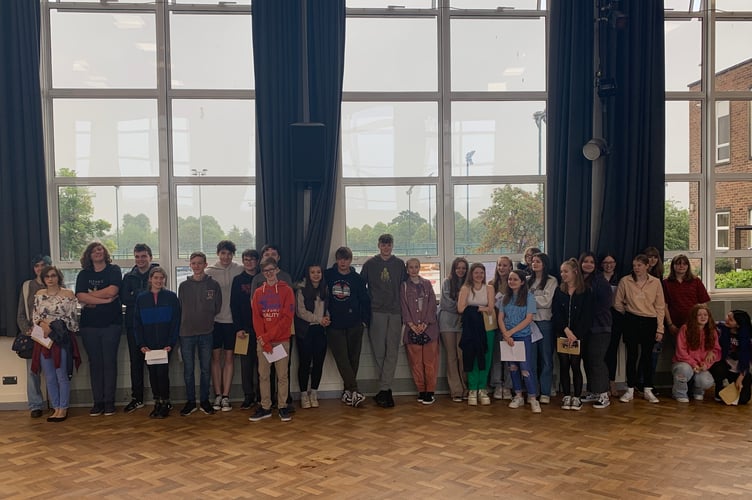 John Kyrle High School students celebrating their GCSE results.