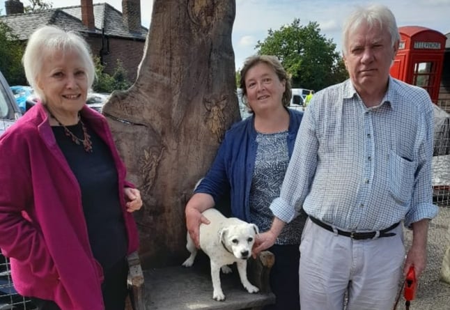 Gloucestershire county councillor Gill Mosely, Clare Stone (Buses4Us chair) Tim Rosser (Buses4Us secretary), and Morgan. The group aim to raise £250,000 to keep the bus on the road for the first year.