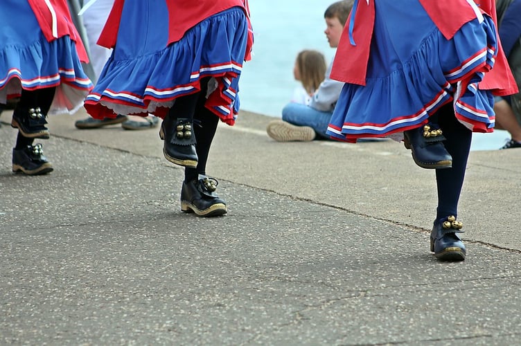 Morris dancers celebrate St George's Day - Sidmouth, Devon - April 2017