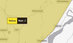 Weather warning for heavy rain across Monmouthshire