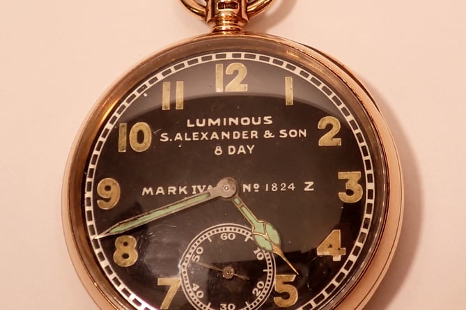 9 ct gold pocket watch with a luminous black dial by the Alexander Watch Co. Ltd