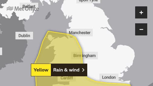 Met Office issues yellow weather warning for wind and rain, police tell ...