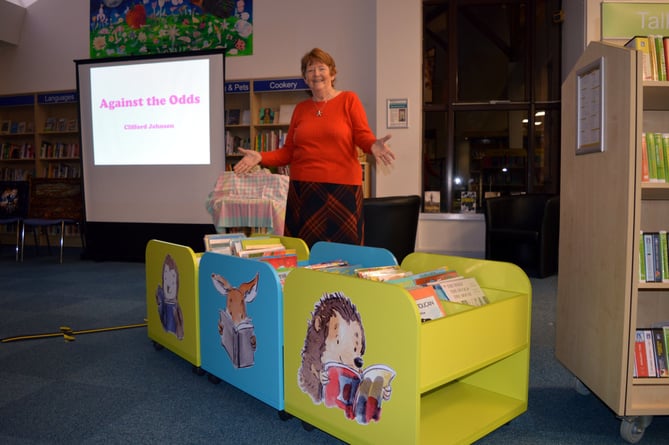 Clare West presenting the new children's book boxes at Ross Library