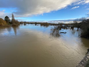 Wye still high at Wilton Bridge