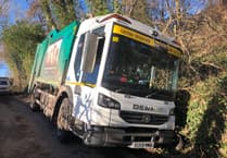 Binmen have a rubbish day as lorry ends up in ditch