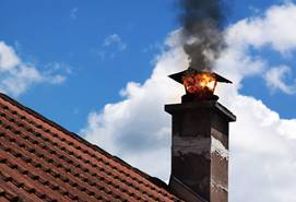 A chimney on fire