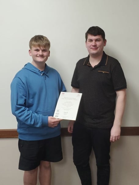 Conner Edwards receiving his bursary