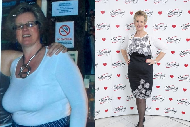 A before-and-after pic of Debra Maloney