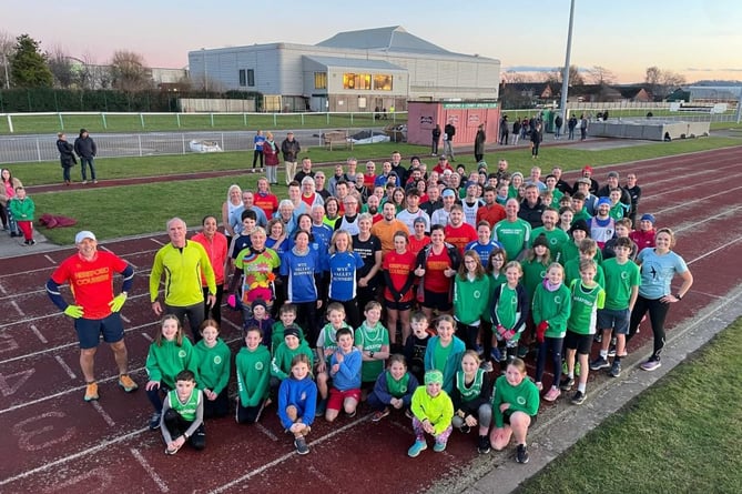Runners turned out in force for a 'Dawn til Dusk' run to launch a campaign to save a county's only athletics track
