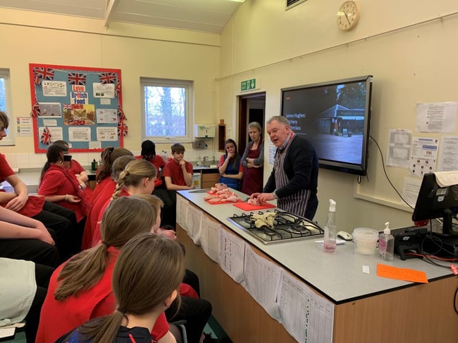 James Hughes, proprietor of Pengethley Farm Shop in Ross-on-Wye, was invited to give a hands-on demonstration and discuss potential career opportunities in the butchery sector
