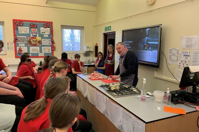 James Hughes, proprietor of Pengethley Farm Shop in Ross-on-Wye, was invited to give a hands-on demonstration and discuss potential career opportunities in the butchery sector