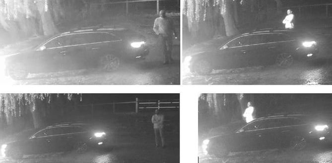 The man pictured in the CCTV images arrived in what is thought to be a black Audi A4 estate car, it appears from the images there were other people in the car