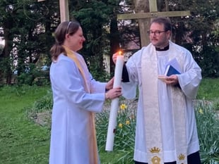 Memorial garden provides fitting backdrop for a Easter Sunday service