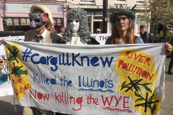 Campaigners took to the streets to protest about the state of the Wye 