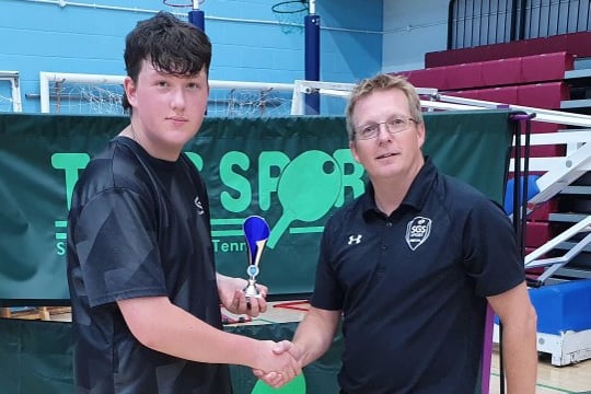 Tom Heath in 11H started playing table tennis on the school’s outdoor tables four years ago