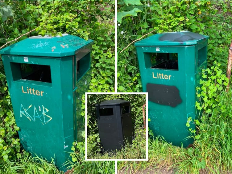 Three pictures of bins