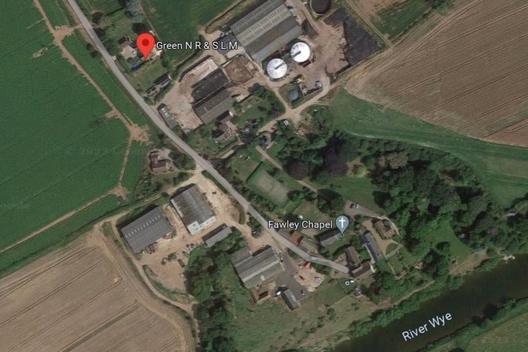 An aerial shot showing the location of the Much Fawley digestor