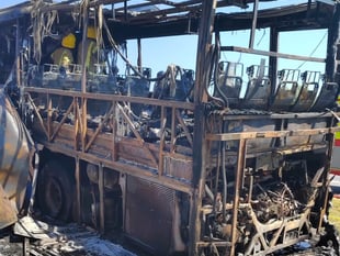 Fire crews tackle flaming coach on A449 as traffic is disrupted