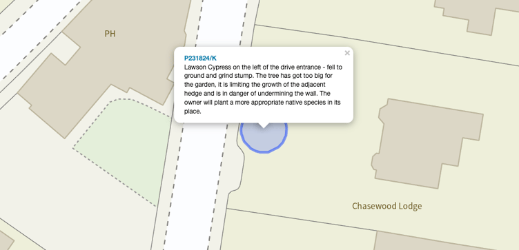 A planning may of Chasewood Lodge