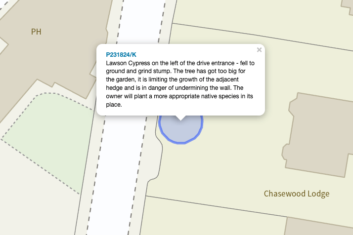A planning may of Chasewood Lodge