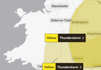 Yellow warning issued for thunderstorms today