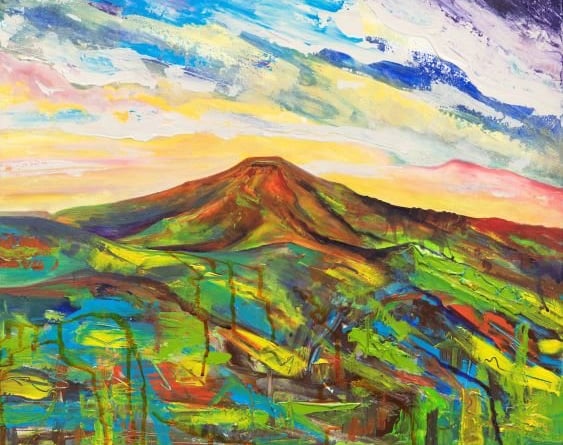 A painting of the Sugarloaf, Abergavenny, by Janet Chaplin