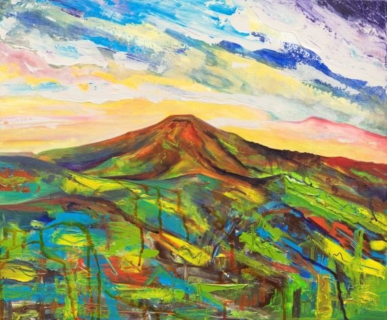 A painting of the Sugarloaf, Abergavenny, by Janet Chaplin