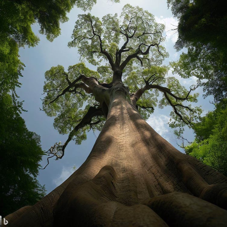 AI generated image looking up at a 17m tree