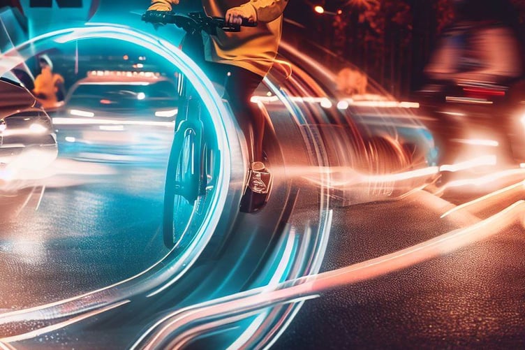 An AI generated image depicting active travel and road safety