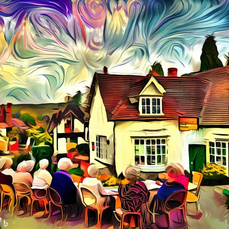 An AI generated graphic of a Women's Institute (WI) meeting