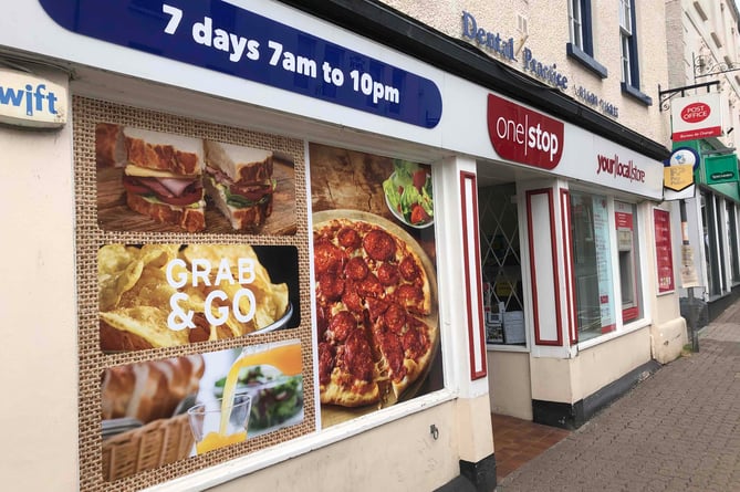 The graphic on the One Stop Shop's front window in Monmouth's high street has been slammed by town councillors 
