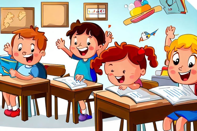 AI graphic of children enjoying school