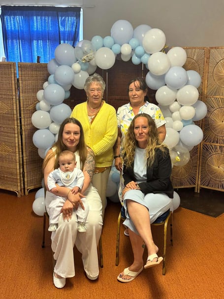 Jean Hall, Sandra Parry, Sarah Fletcher, Chantei Jenkins, and Jackson Fowler