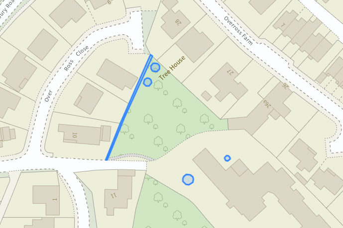 A map of the exterior of Ross Retirement Home