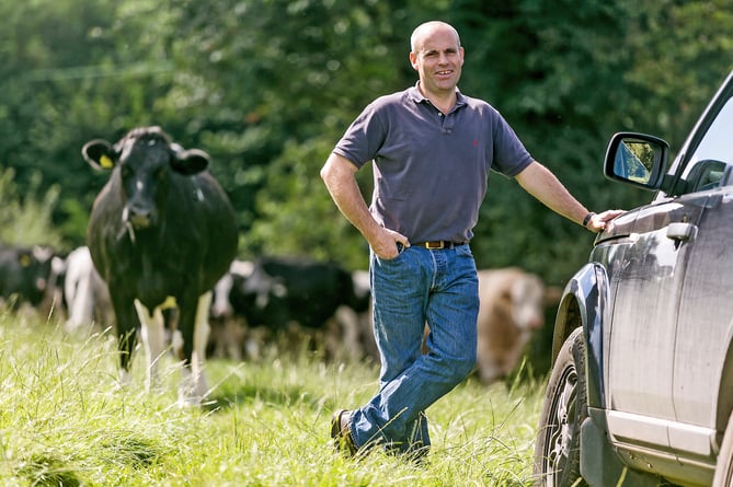Farmers Weekly Annual Awards 2016:Robert Davies - (prospective) Mixed Farmer of the Year for the 2016 FW Annual Awards. Farming Hopes Ash Farms near Hope Mansell in Herefordshire. Robert runs a number of enterprises across low land and hilly ground - featuring poultry, beef, dairy (milked by robots), a commercial flock of sheep, farm diversification in the form of a converted barn into a business office lets and a solar panel renewable energy enterprise and arable crops. Robert is pictured on the farm during a busy summer. Pic by: RICHARD STANTON. Tel: (01432) 358215 / Mob: (07774) 286733. Email: Rich5@compuserve.com  All rights 26/08/16, (please see terms of repro use).   www.stantonphotographic.com