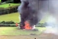 Combine harvester bursts into flames in How Caple