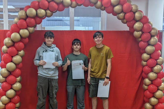 Connor, Will and Christian from Five Acres High School after receiving their results this morning