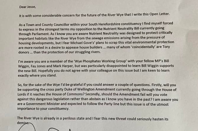 The open letter from Cllr Ed O'Driscoll to Jesse Norman MP