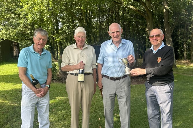 Ross Golf Club over 75s. From left-to-right: Graham Russell, Roger Cotton, David Price, and Keith Ray.