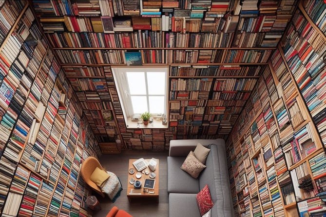 A flat made out of books
