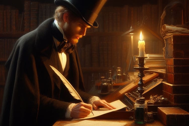 A Victorian man forging a document